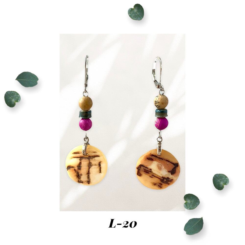 Boho Shell Antiqued Earrings - Mother of Pearl Shell